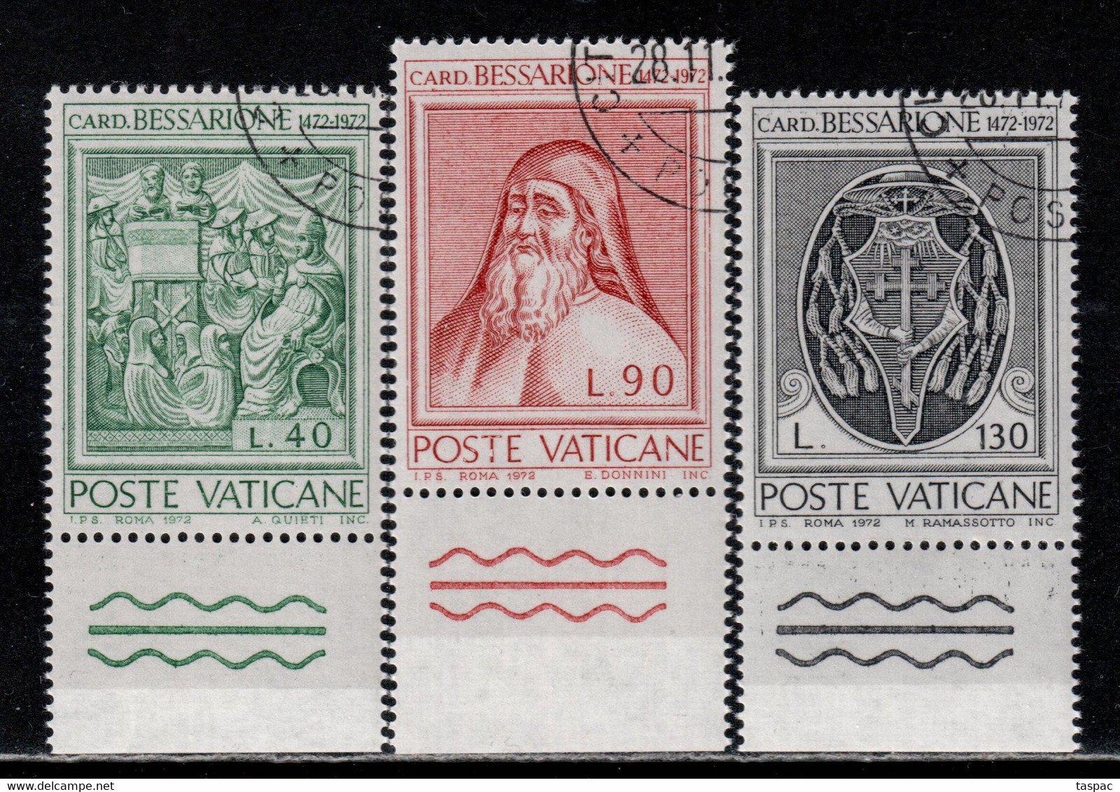 Vatican 1972 Mi# 610-612 Used - Johannes Cardinal Bessarion - Oblitérés