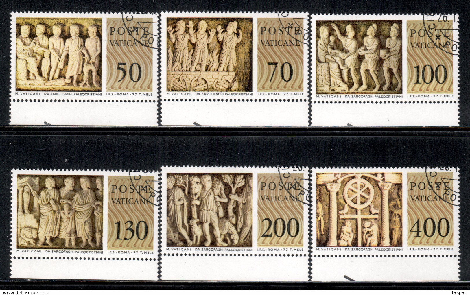 Vatican 1977 Mi# 711-716 Used - Bas-reliefs From Christian Sarcophagi, 250-350 A.D. - Gebraucht