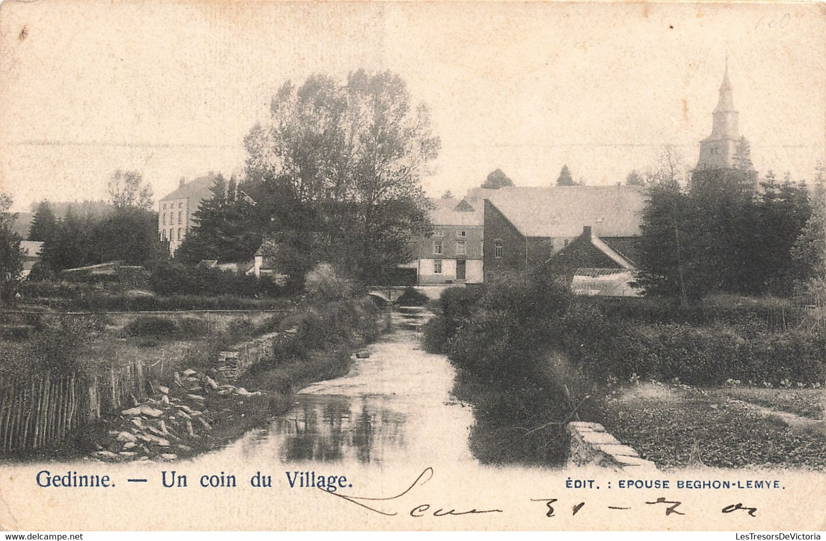 CPA - Belgique - Gedinne - Un Coin Du Village - Edit. Epouse Beghon Lemye - Précurseur - Oblitéré Gedinne 1902 - Rivière - Gedinne