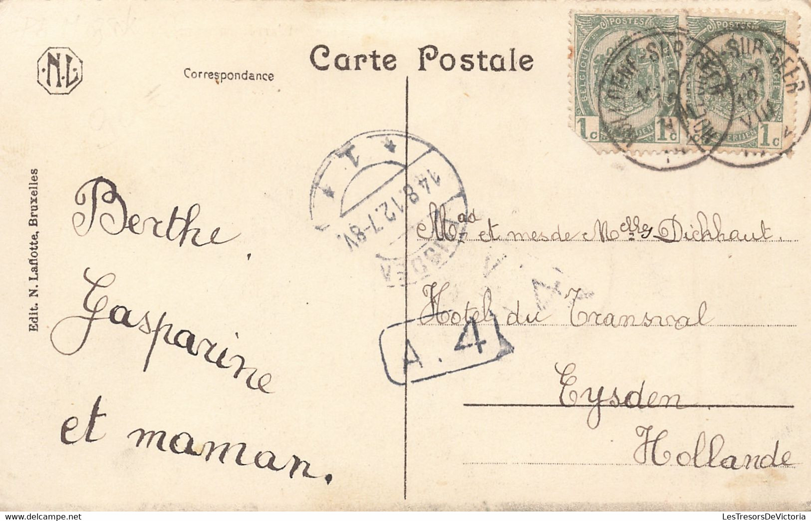 CPA - Belgique - Geer L'Arrêt Du Tram - Edit. N. Laflotte - Oblitéré Hollogne Sur Geer 1919 - Animé - Tram - - Geer