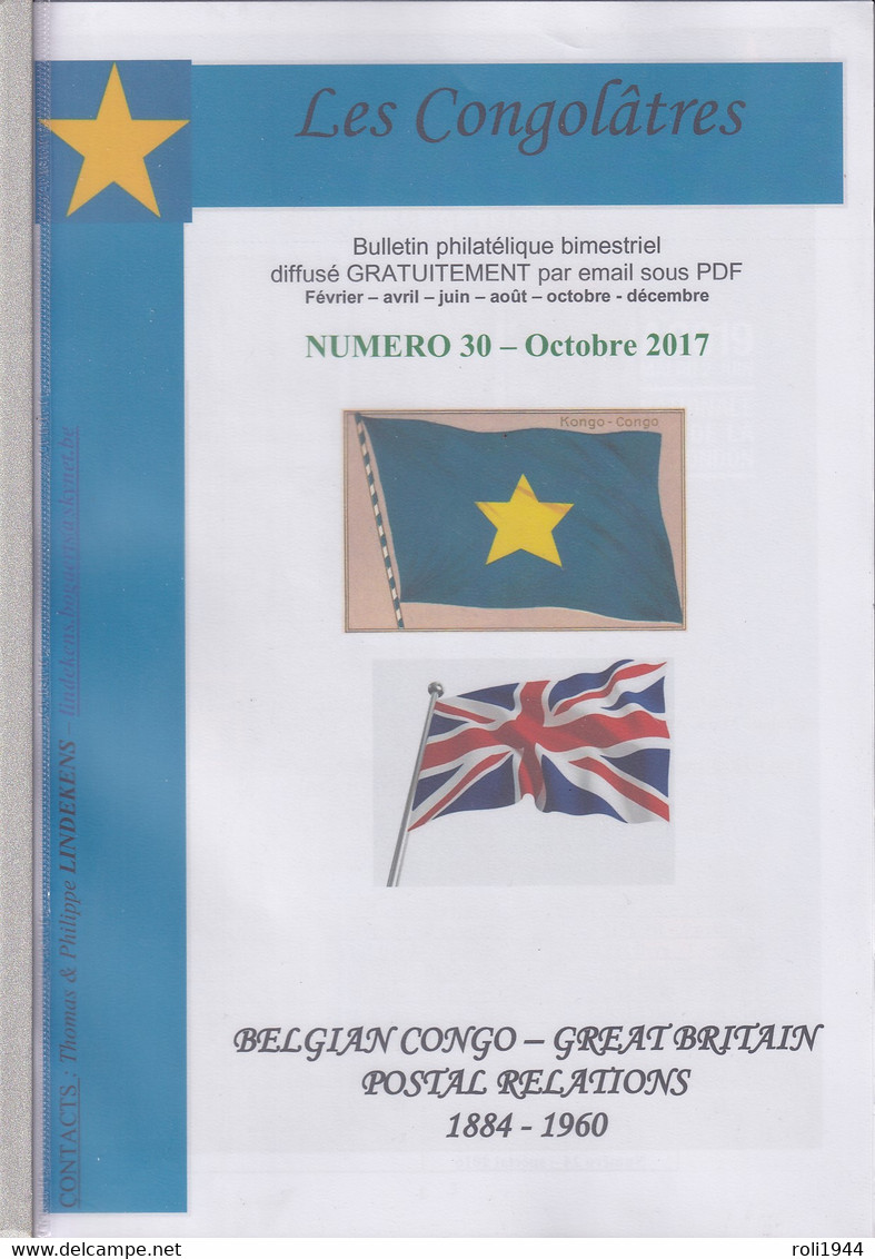 Bulletin Philatélique Bimestriel "Les Congolâtres" Numéro 30 Octobre 2017 - Livres Sur Les Collections