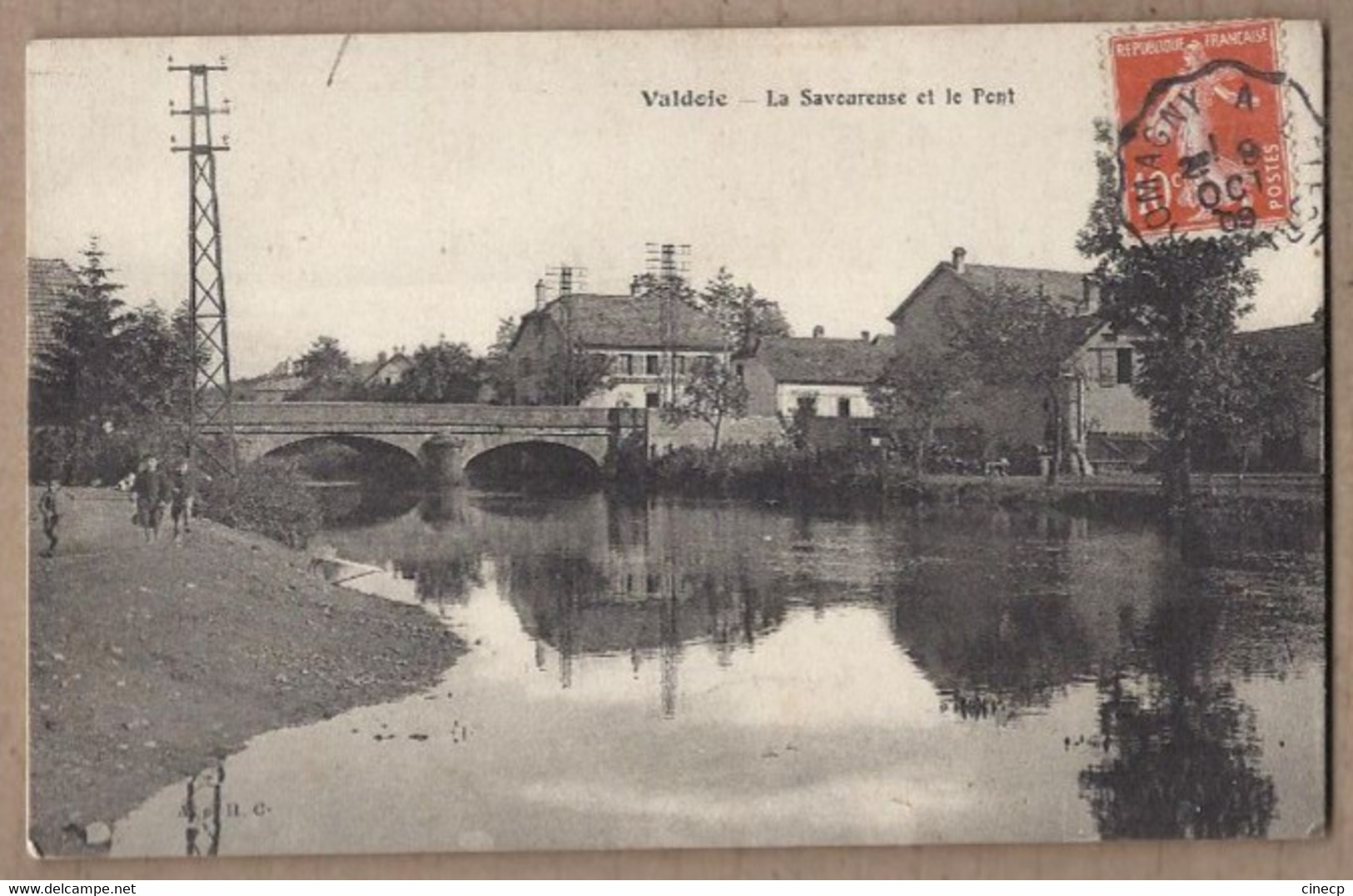 CPA 90 - VALDOIE - La Savoureuse Et Le Pont - ANIMATION Cours D'eau CENTRE Détails Maisons Oblitération - Valdoie