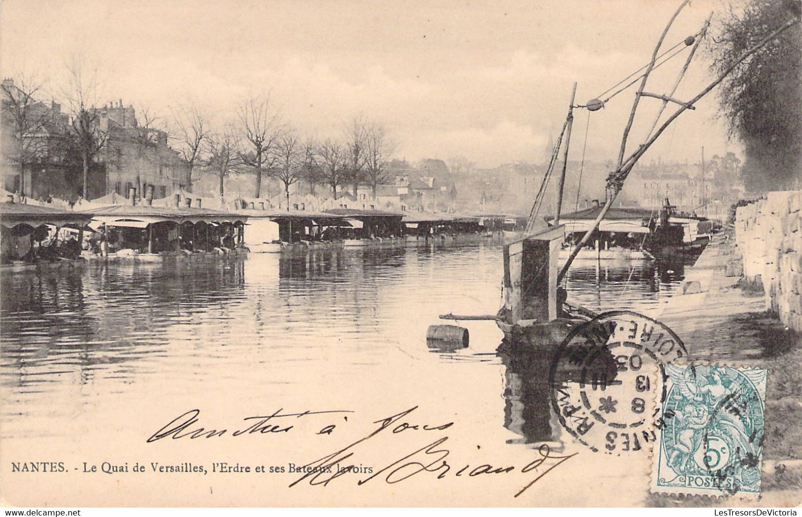 CPA - France - 44 - NANTES - Le Quai De Versailles, L'Erdre Et Ses Bâteaux Lavoirs - Dos Non Divisé - Nantes