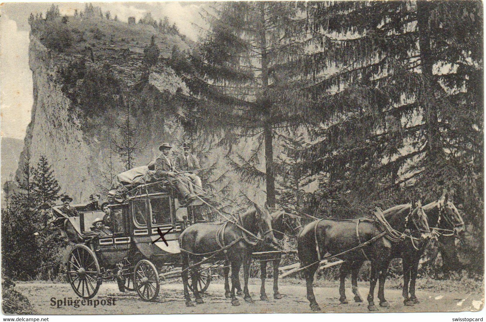 SPLÜGENPOST Post Splügen Postkutsche Gel. 1913 V. Thusis - Splügen