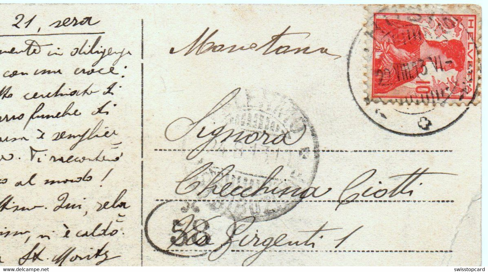 SPLÜGENPOST Post Splügen Postkutsche Gel. 1913 V. Thusis - Splügen