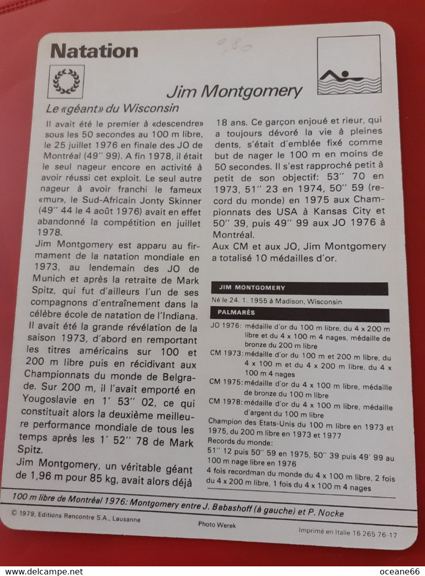 Fiche Rencontre Jim Montgomery Natation - Swimming