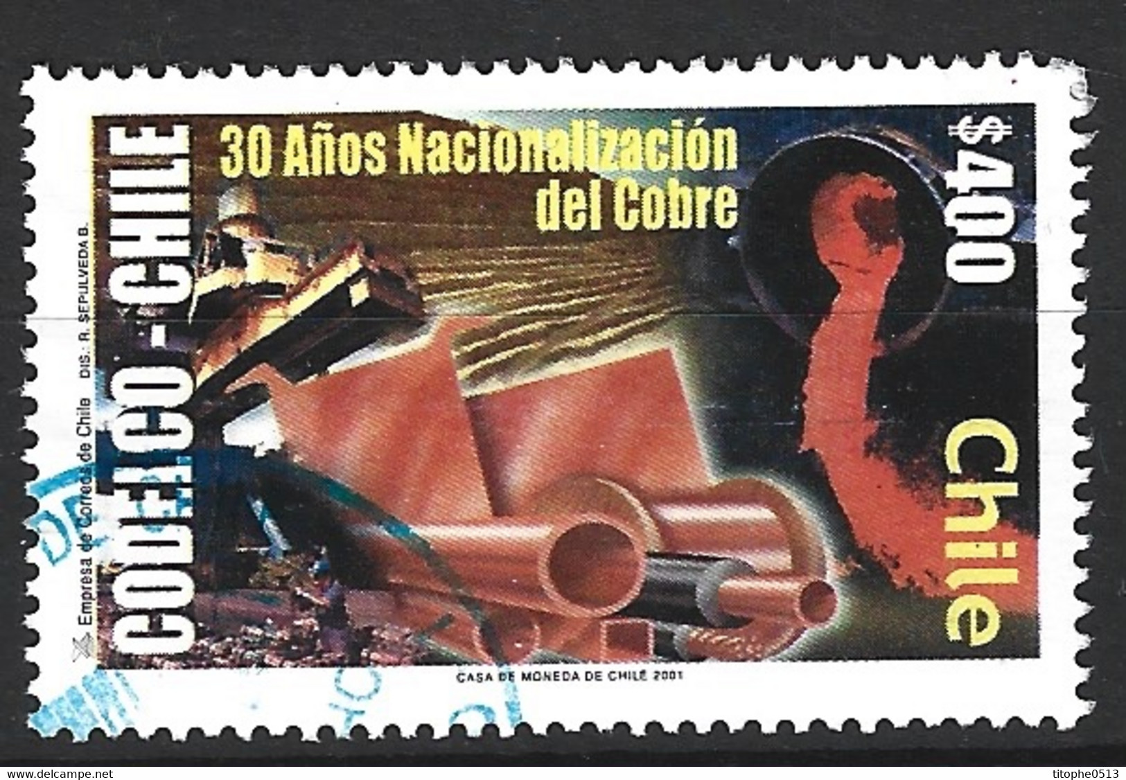 CHILI. N°1577 Oblitéré De 2001. Cuivre. - Minéraux