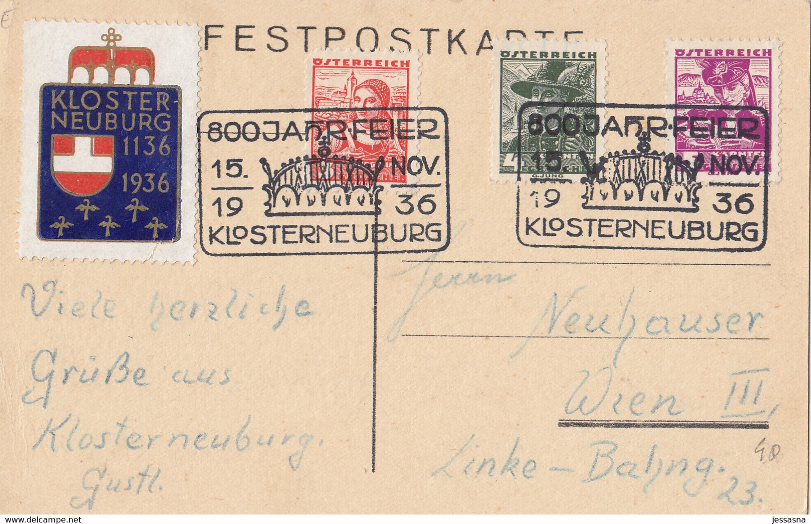 AK - NÖ - Klosterneuburg - Festpostkarte 1936 - Sonderstempel - Klosterneuburg