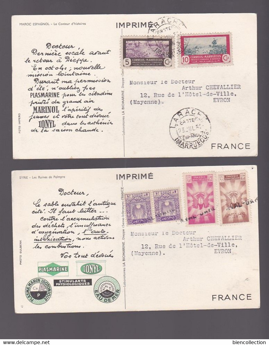 41 Cartes Publicitaires Ionyl Avec Affranchissement Philatélique; Colonies Françaises, Anglaises, Groenland, Syrie, Iran - 5 - 99 Postcards