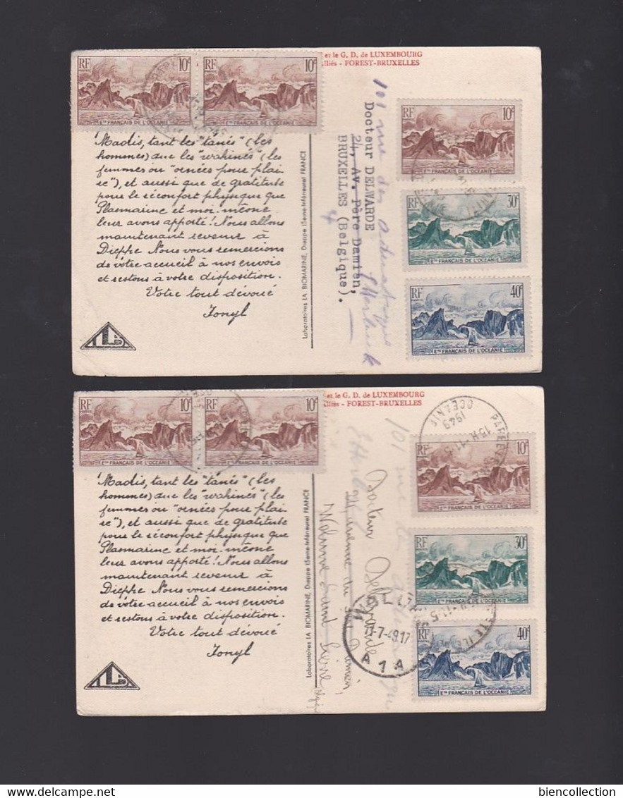 41 cartes publicitaires Ionyl avec affranchissement philatélique; colonies Françaises, Anglaises, Groenland, Syrie, Iran