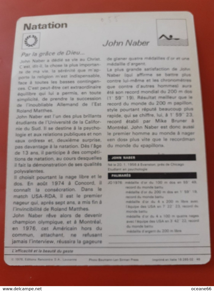 Fiche Rencontre John Naber Natation - Swimming