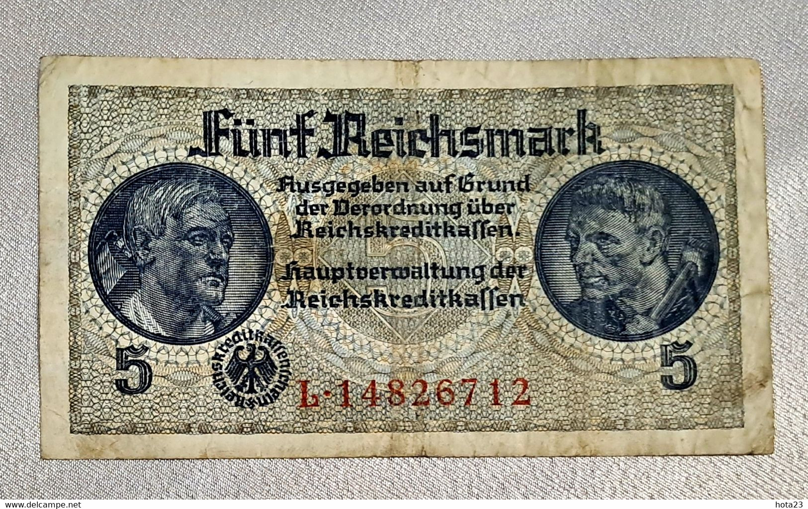 Germany WW2 5 Reichsmark -  L- 14826712 - 5 Reichsmark