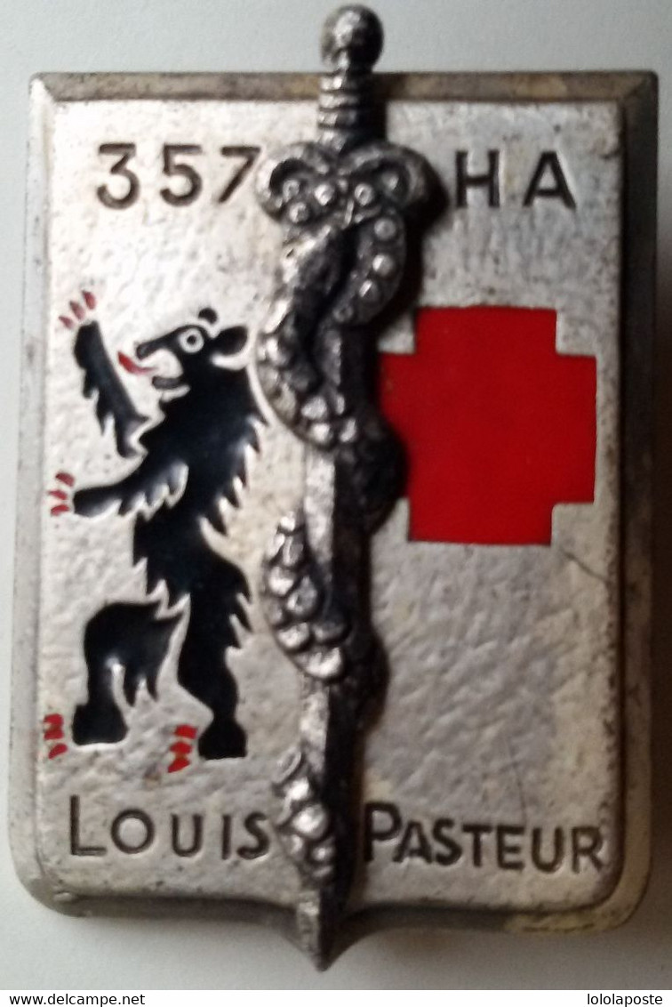 MILITARIA - INSIGNE - 357 HA - Hôpital Des Armées Louis Pasteur - Drago Paris - 3 Photos - Medicina