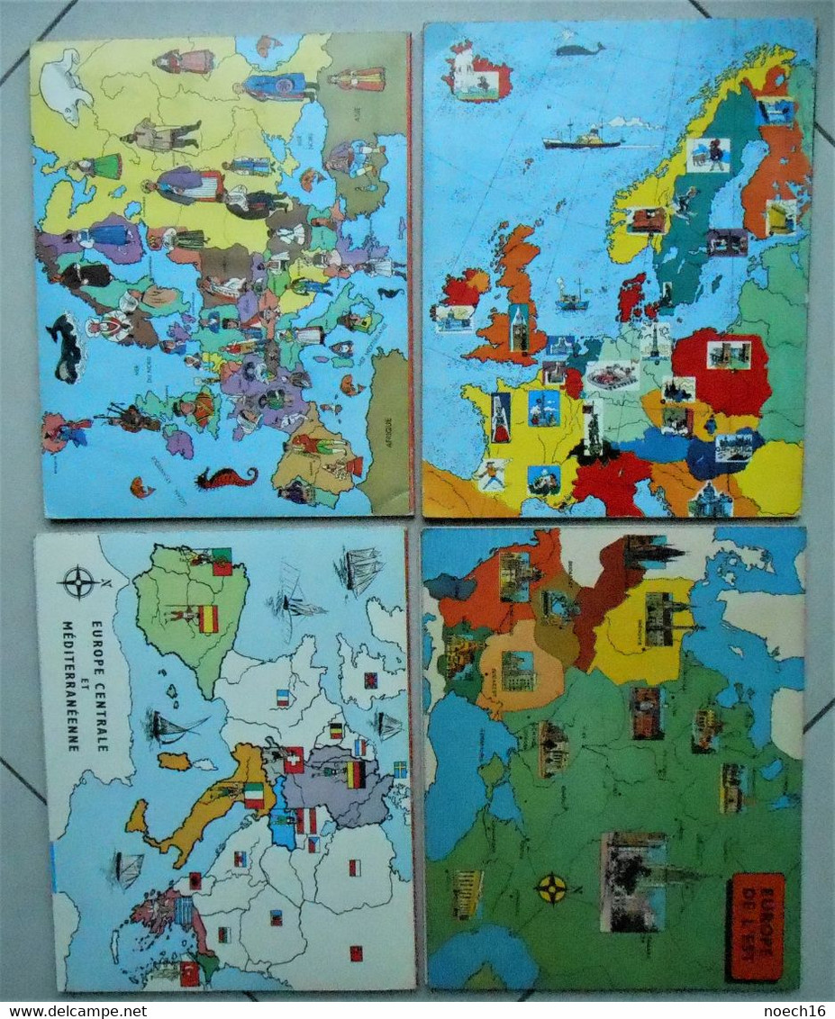 4 Albums Chromos Complets - La Géographie De L'Europe, 4 Tomes - Timbre Tintin, Editions Du Lombard - Sammelbilderalben & Katalogue