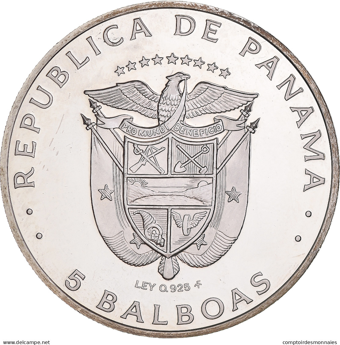 Monnaie, Panama, 5 Balboas, 1975, U.S. Mint, BE, SUP, Argent, KM:40.1a - Panama