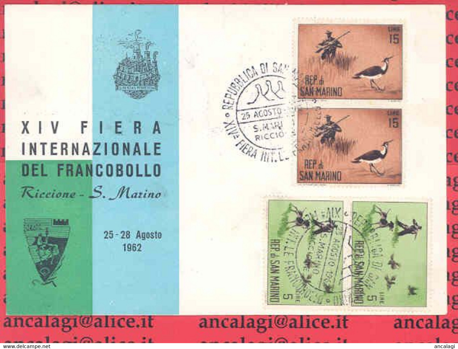 SAN MARINO 1962 - St.Post.032 - Cartolina Racc. Aperta Con 5v. "CACCIA MODERNA" - Vedi Descrizione - - Brieven En Documenten