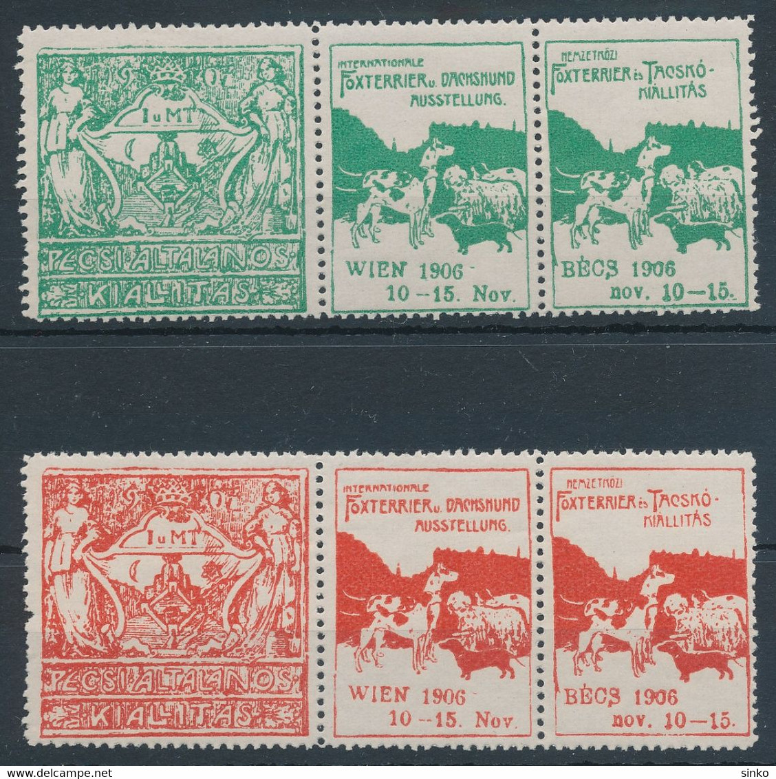 1906. General Exhibition In Pécs - International Foxterrier And Dachshund Exhibition, Vienna - Commemorative Sheets