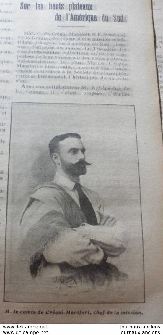 1904 LES RUINES DE JUMIEGES - MISSION EN AMERIQUE DU SUD COMTE DE CREQUI MONTFORT - CHEZ LES COSAQUES - Journaux Anciens - Avant 1800