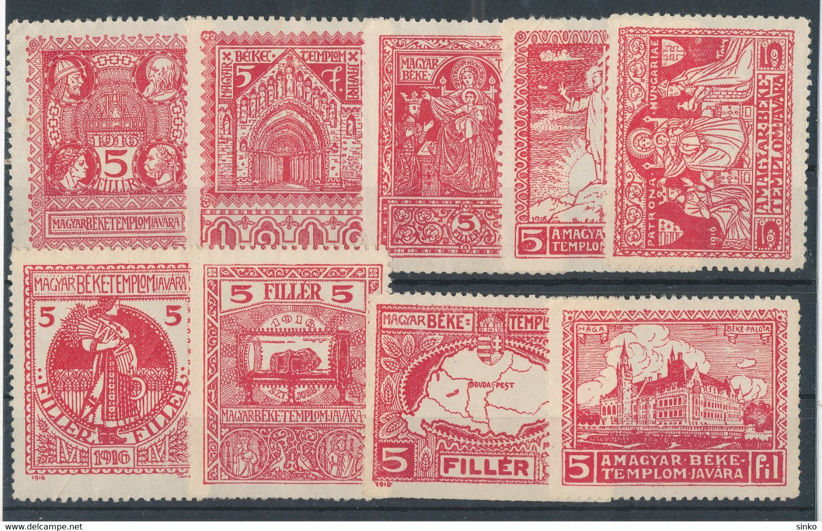 1916. In Favour Of The Hungarian Peace Church - Cinderellas - Commemorative Sheets