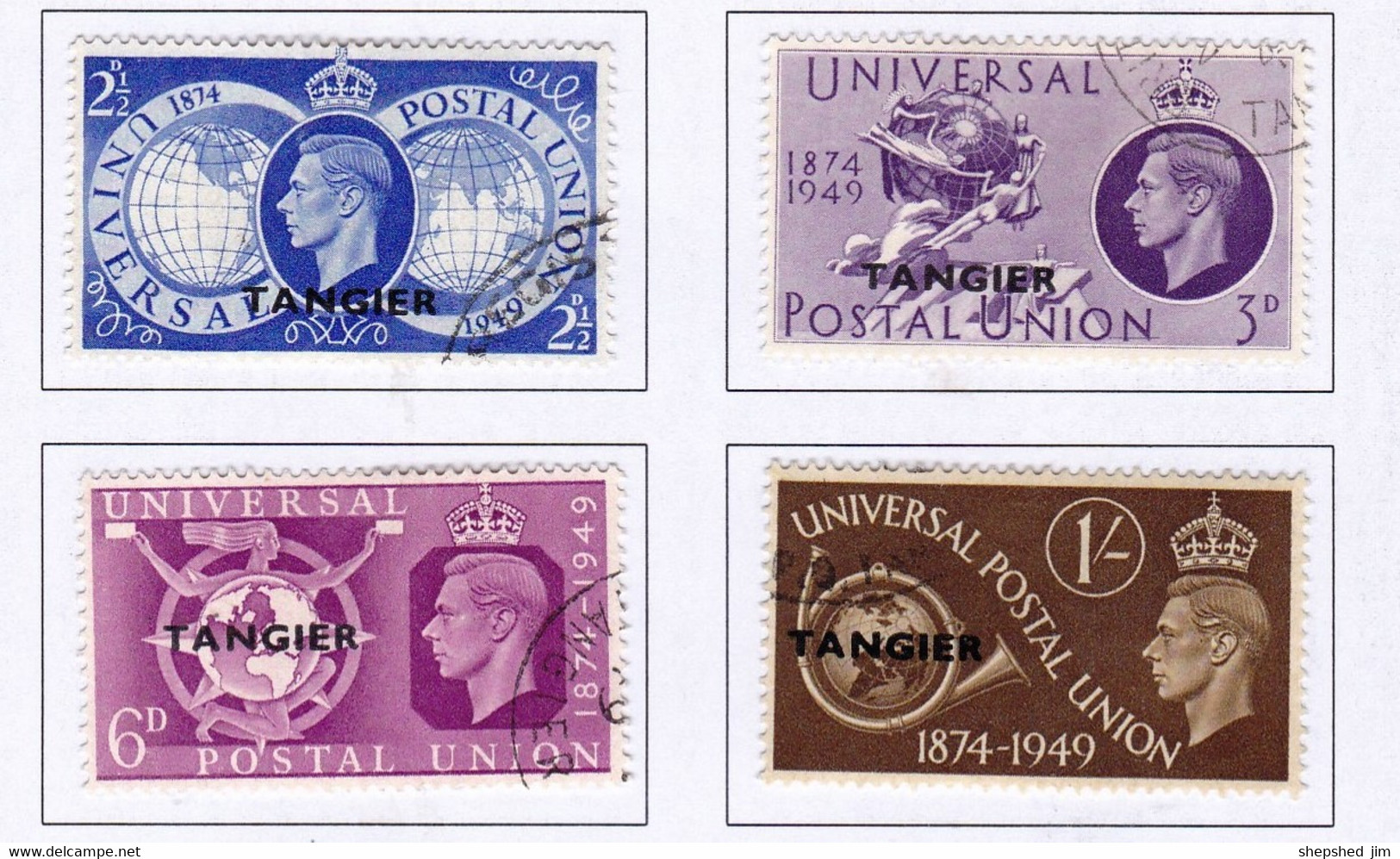 British Agencies In Tangiers 1949 5th Anniversary Of The U.P.U. In British Currrency - Morocco Agencies / Tangier (...-1958)