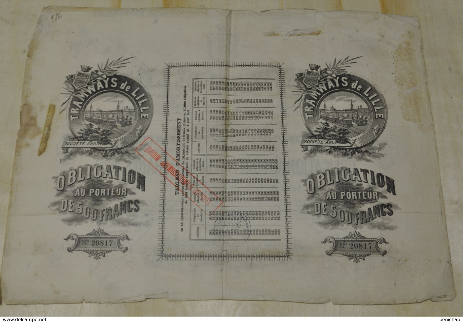 Tramways De Lille S.A. - Obligation Au Porteur De  500 Frs. 4 % - Série B - Bruxelles 1894 - Ferrocarril & Tranvías