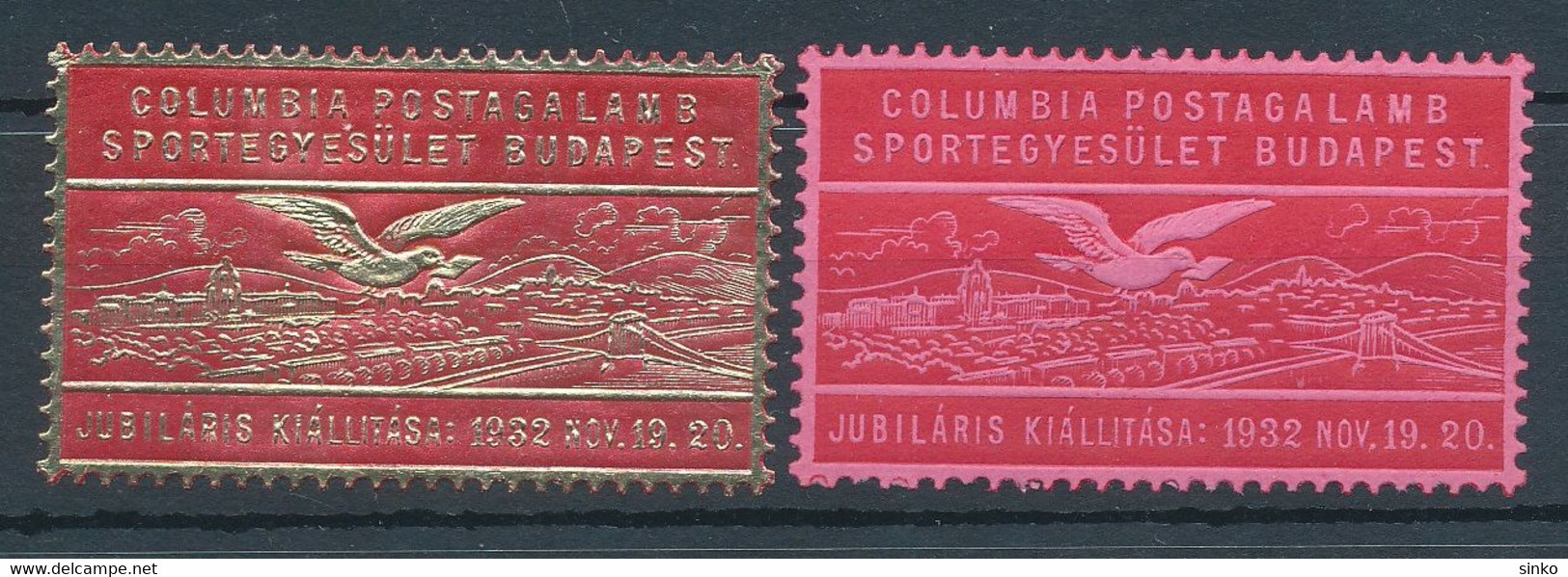 1932. Columbia Postal Pigeon Sports Association Budapest - Jubilee Exhibition - Hojas Conmemorativas