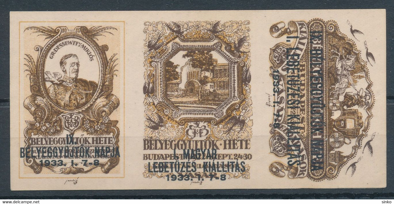 1933. IX. Stamp Collectors' Day I. Spelling Exhibition Budapest - Commemorative Sheet On Cardboard - Commemorative Sheets