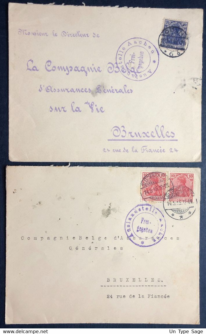 Allemagne, Divers Sur 2 Enveloppes Cachet Glückstadt Et Coln Pour La Belgique + Censure - (B4187) - Cartas & Documentos