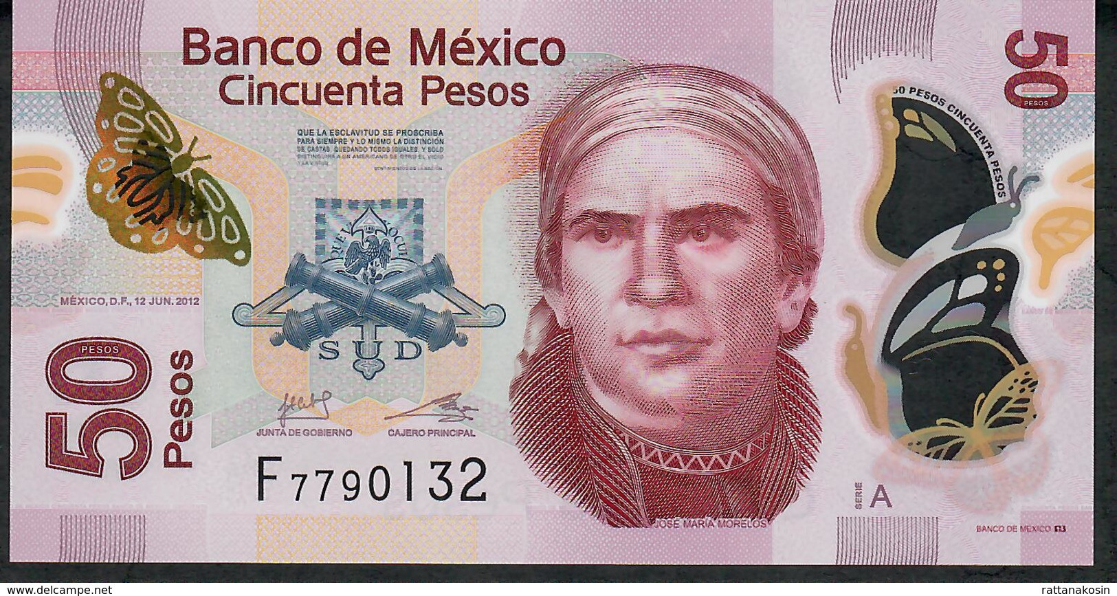 MEXICO P123Aa 50 PESOS 12.6.2012 FIRST SERIE Serie A  UNC. - Mexique