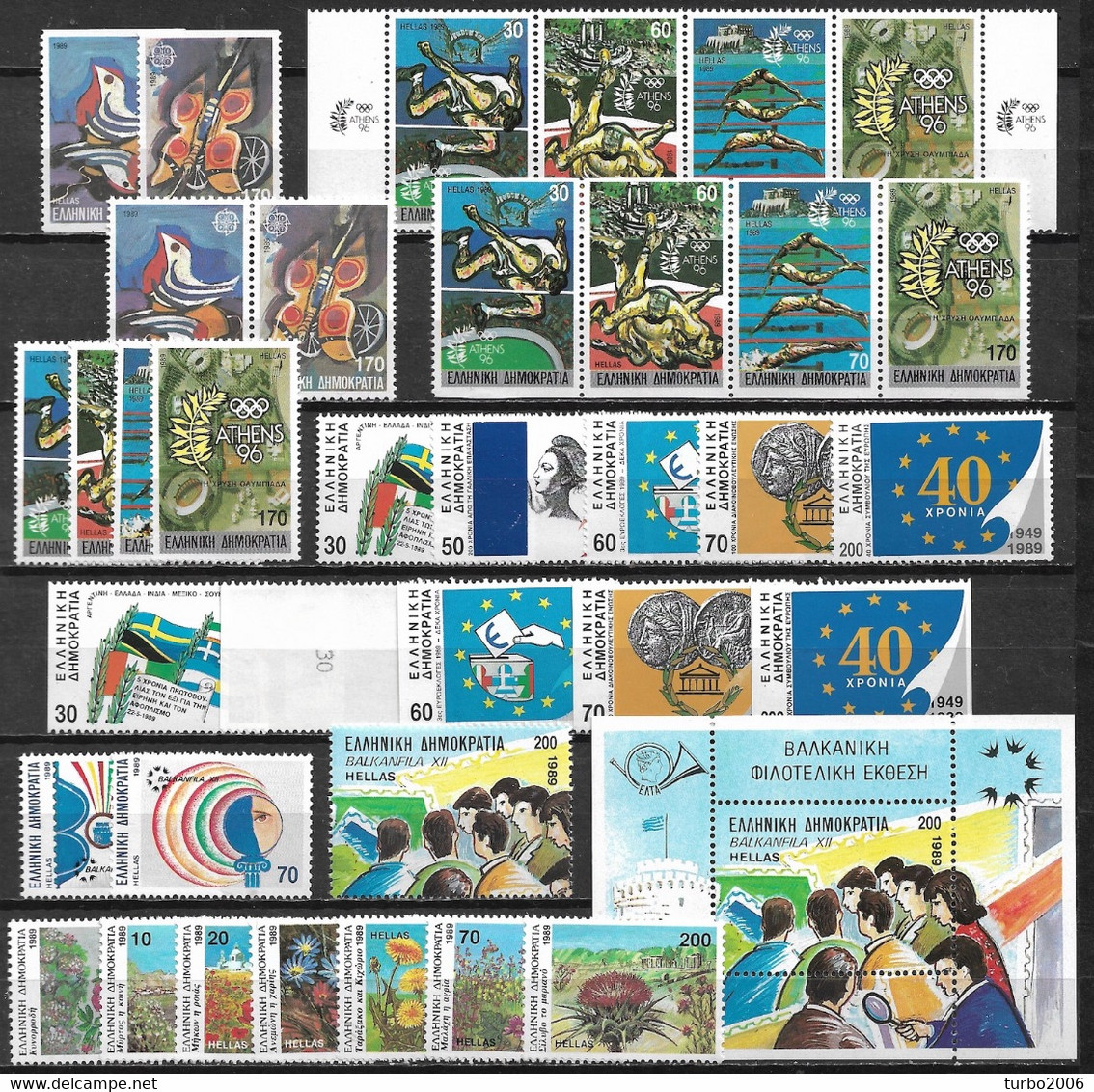 GREECE 1989 Complete All Sets Incl. A Nrs + Block MNH Vl. 1774 / 1793 + B 7 - Full Years