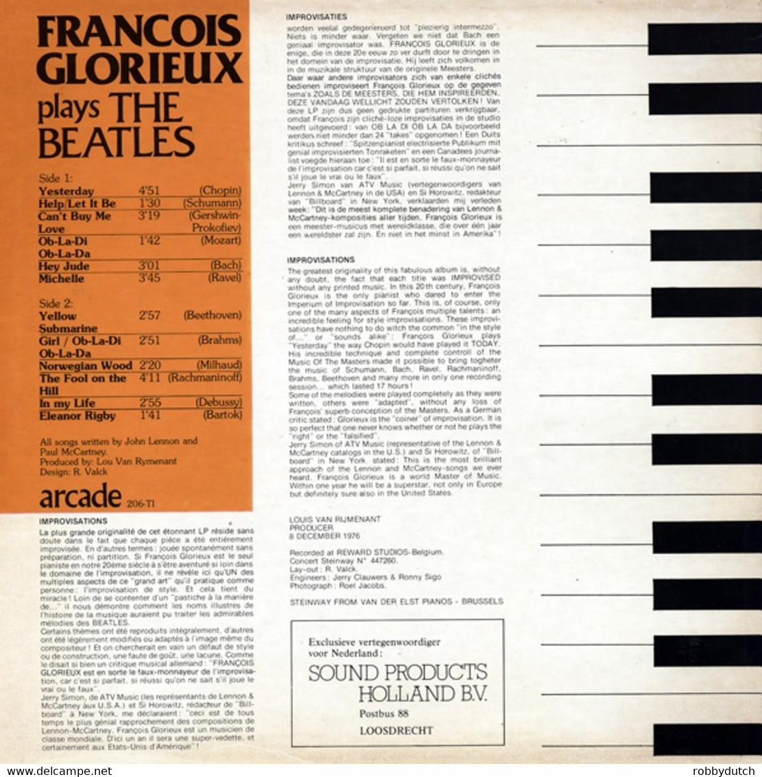 * LP *  FRANCOIS GLORIEUX PLAYS THE BEATLES (Belgium 1976 EX-) - Strumentali