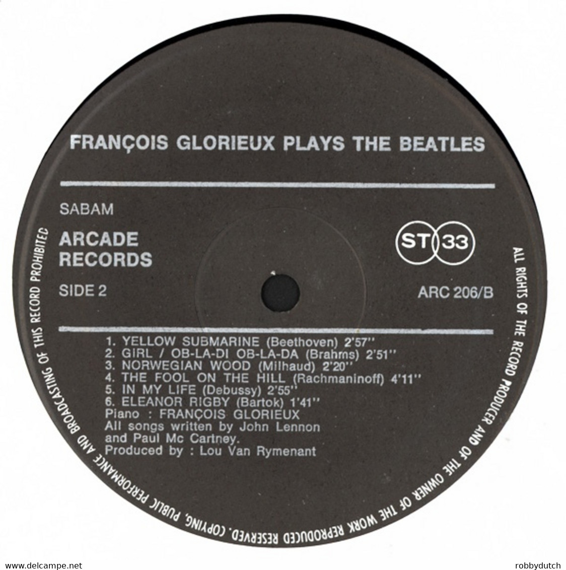 * LP *  FRANCOIS GLORIEUX PLAYS THE BEATLES (Belgium 1976 EX-) - Instrumental