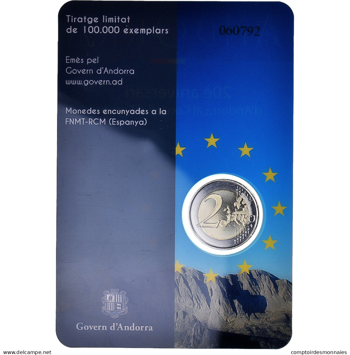 Andorre, 2 Euro, 20th Anniversary, 2014, Paris, BU, FDC, Bimétallique - Andorra