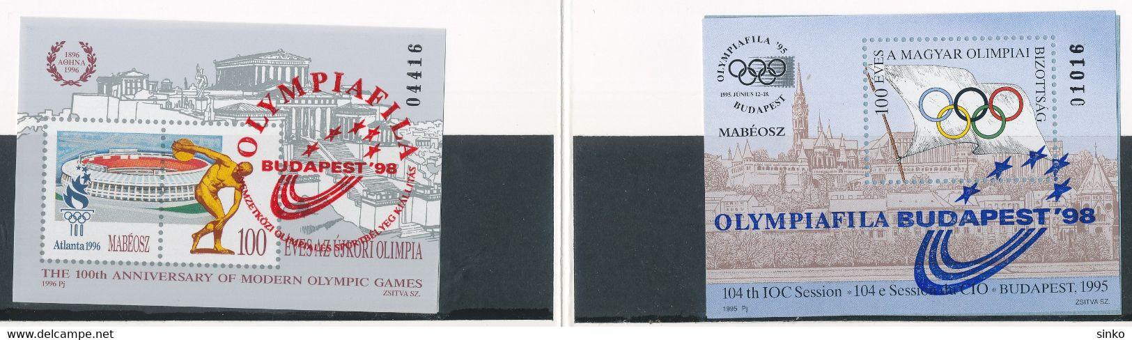 1998. Olympiafila (I.) - Commemorative Sheet Set With Overprint - Feuillets Souvenir