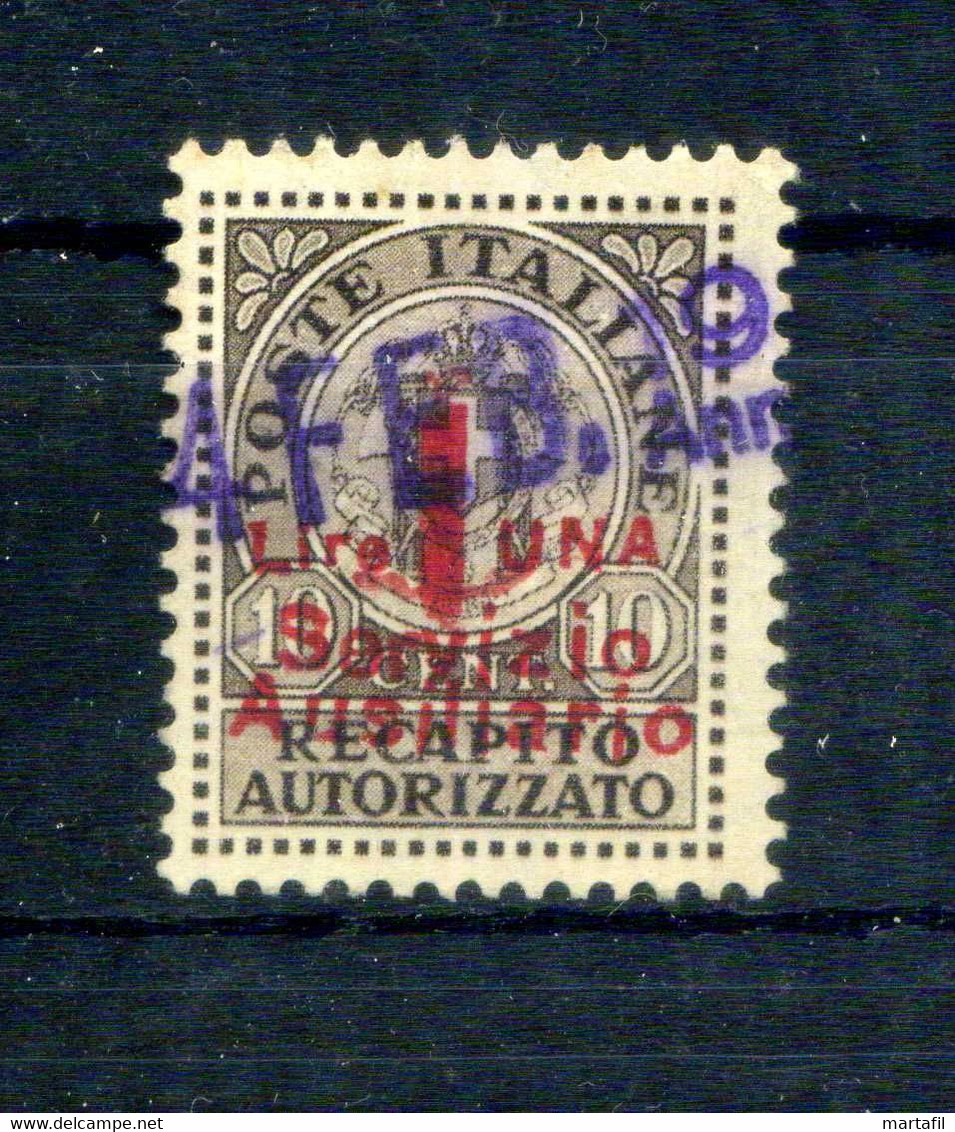 1945 Emissione Locale Guidizzolo N.2 Usato, 1 Lira Su 10 Centesimi Bruno, Francobollo Di Recapito - Emissions Locales/autonomes