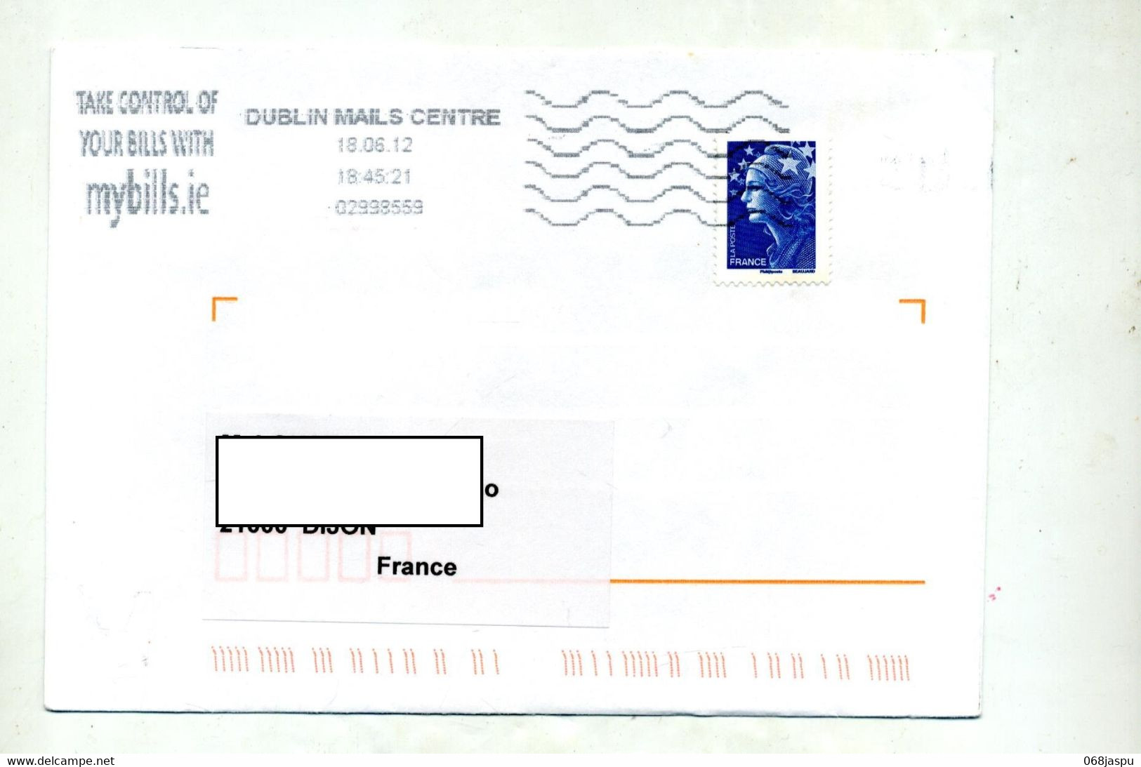 Lettre  Flamme Muette Dublin Sur Beaujard - Storia Postale