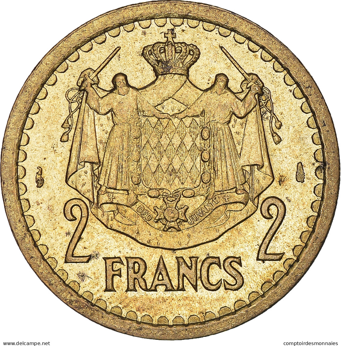 Monnaie, Monaco, Louis II, 2 Francs, Undated (1945), TTB+, Bronze-Aluminium - 1922-1949 Louis II