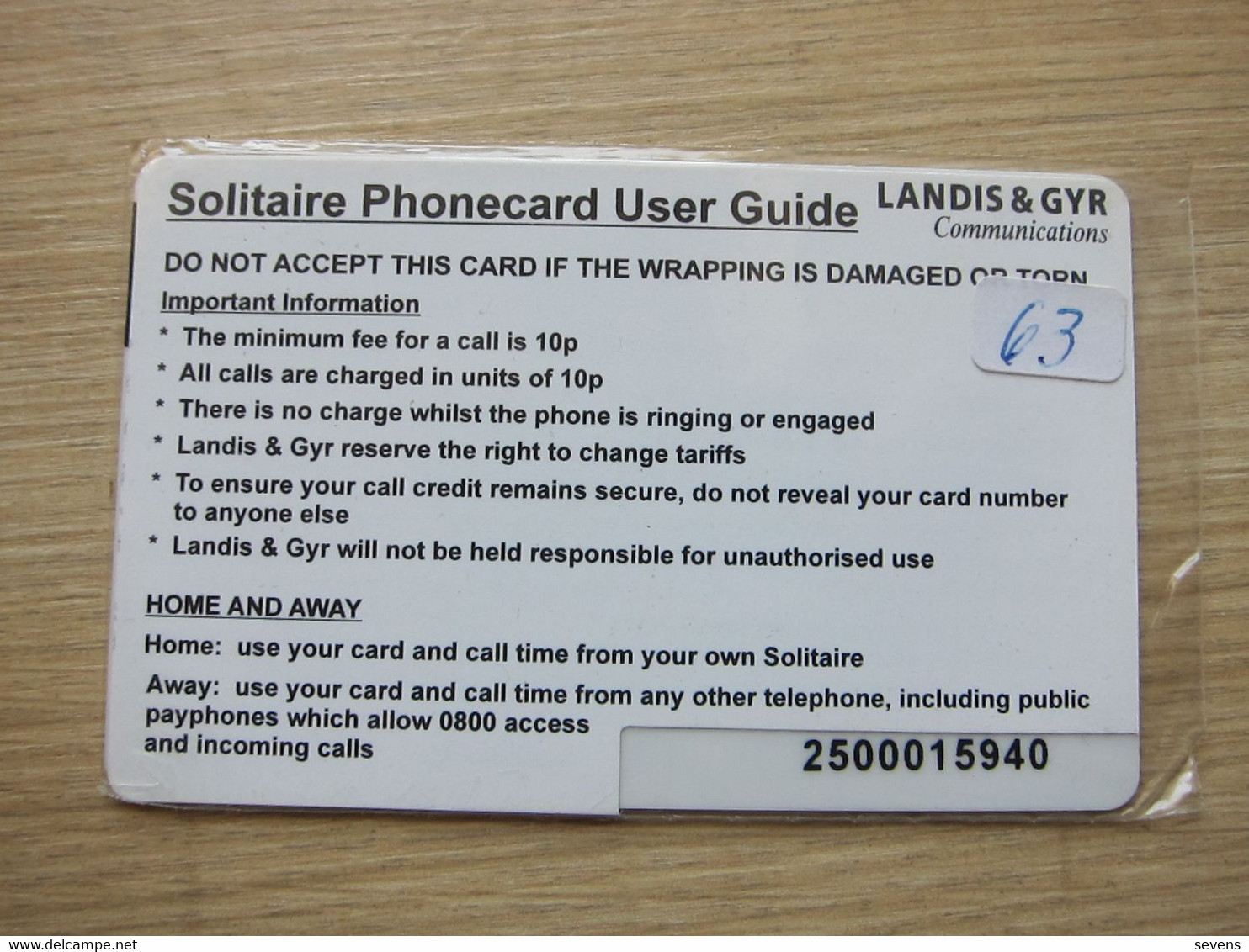 Landis & Gyr Magnetic Phonecard, Solitaire Swipecard Phone 5 Pound Facevalue,mint In Blister - [ 8] Ediciones De Empresas
