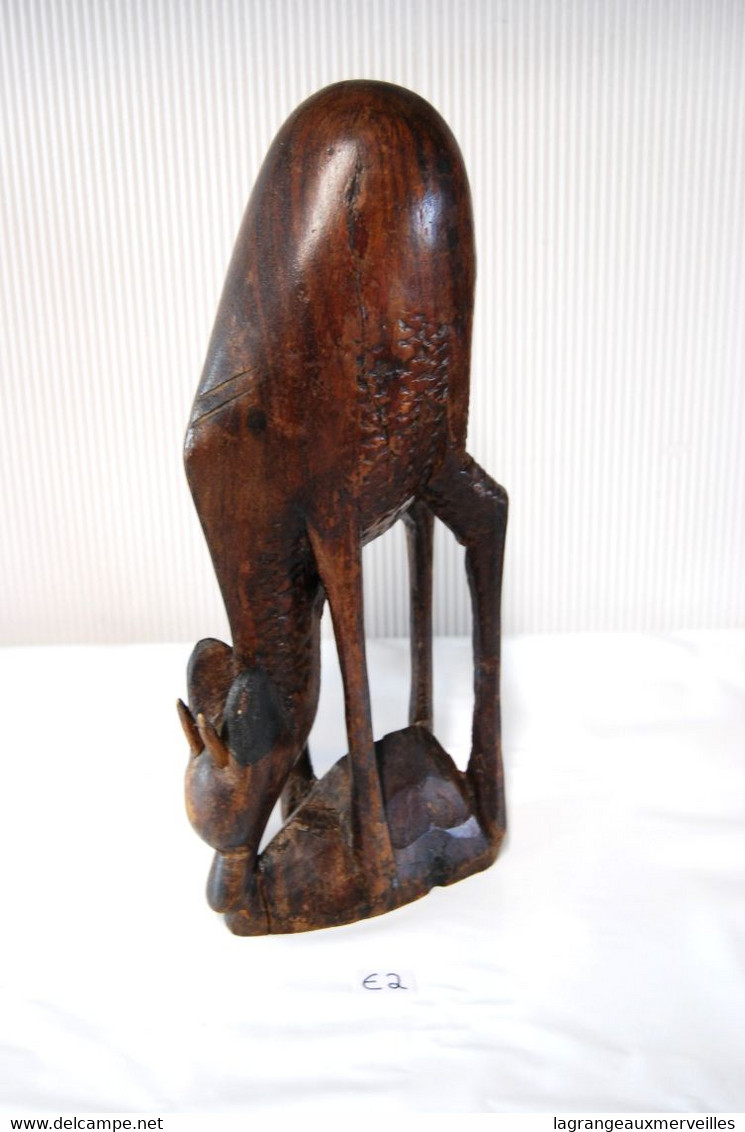 E2 Ancienne Sculpture Animalière Contemporaine En Bois - Art Contemporain