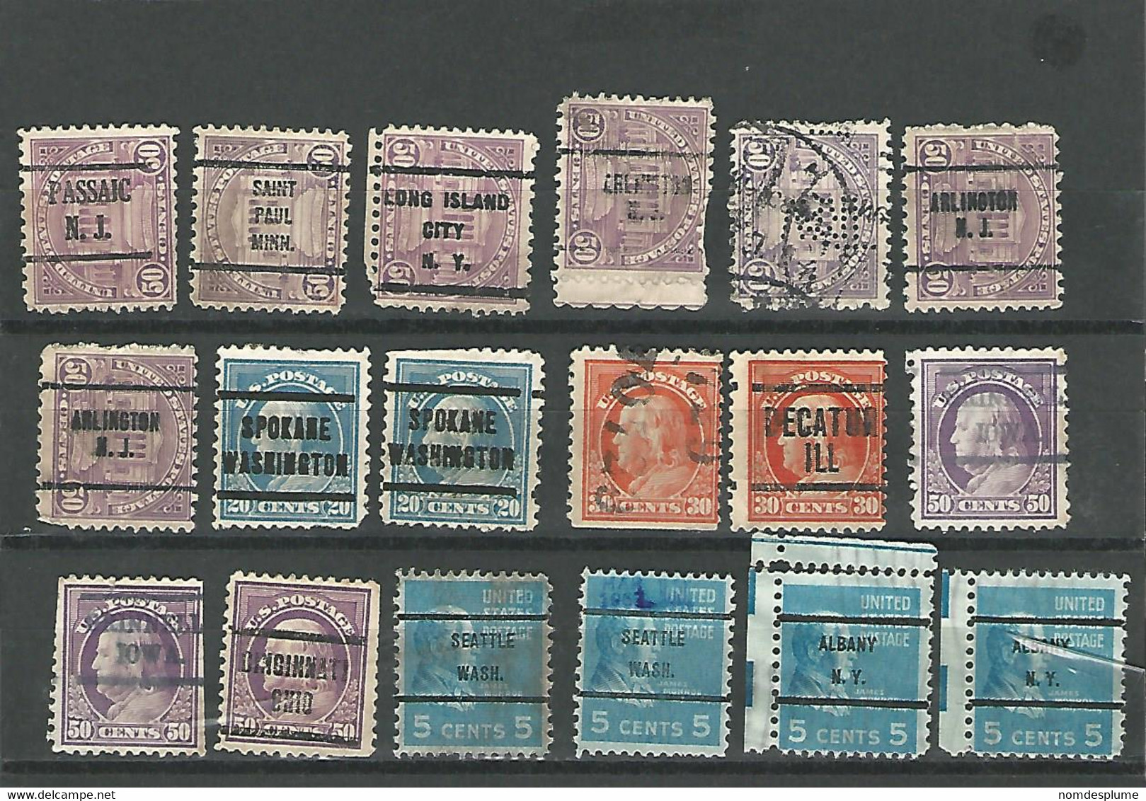 59789) US Precancels Postmark Perfin May Have Some Tears, Creases, Hinge - Precancels