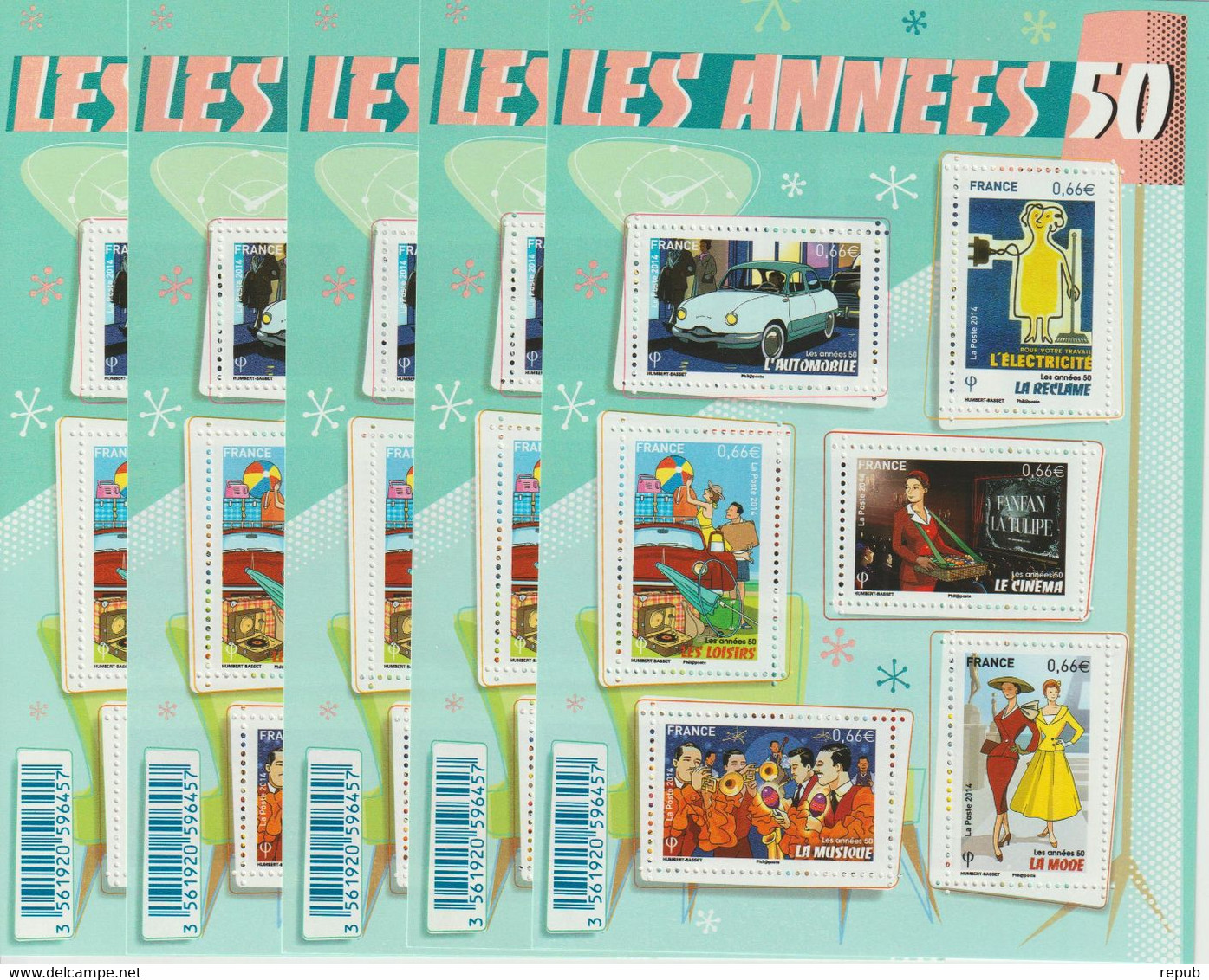 France Année 2014 Bloc Années 50 F4875 ** MNH Par 5 Exemplaires - Mint/Hinged