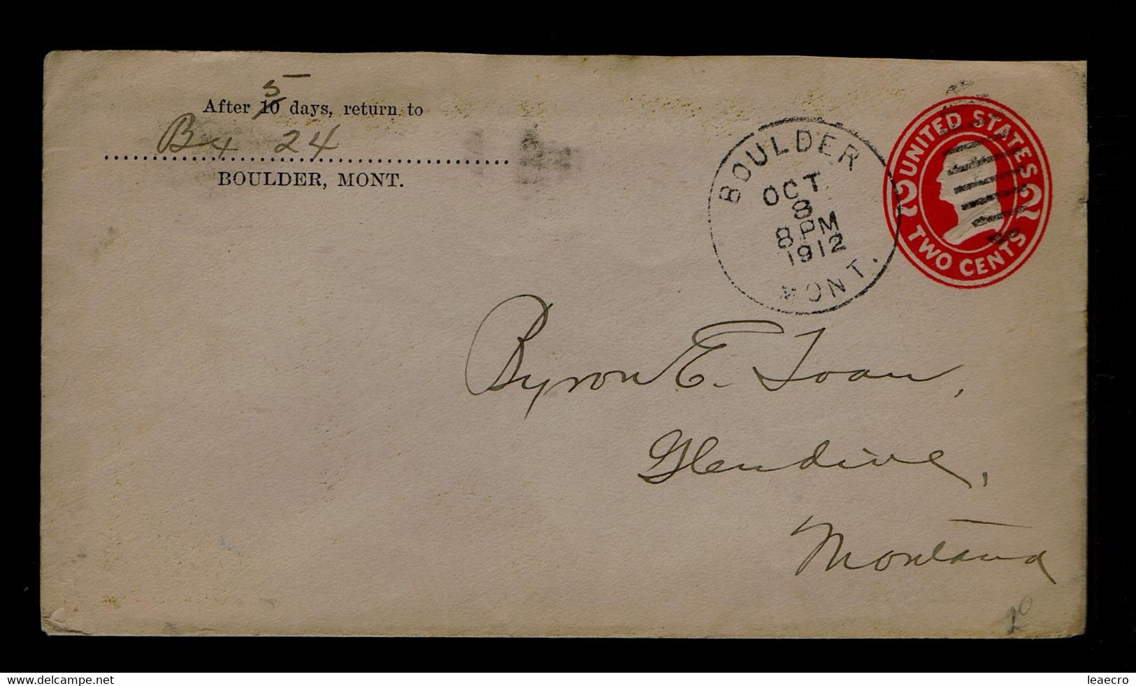 Gc7417 US Cover Postal Stationery "George Washington" Famouse Man Mailed 1912 Slogan Pmk (flag) Boulder, Mont.»Montana ! - George Washington