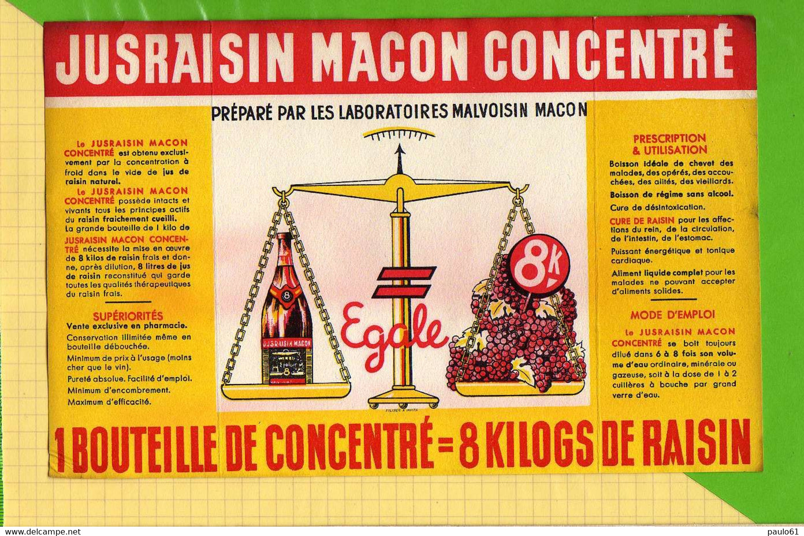 BUVARD &amp; Blotting Paper :  Jusaisin Macon Concentre - Frisdrank