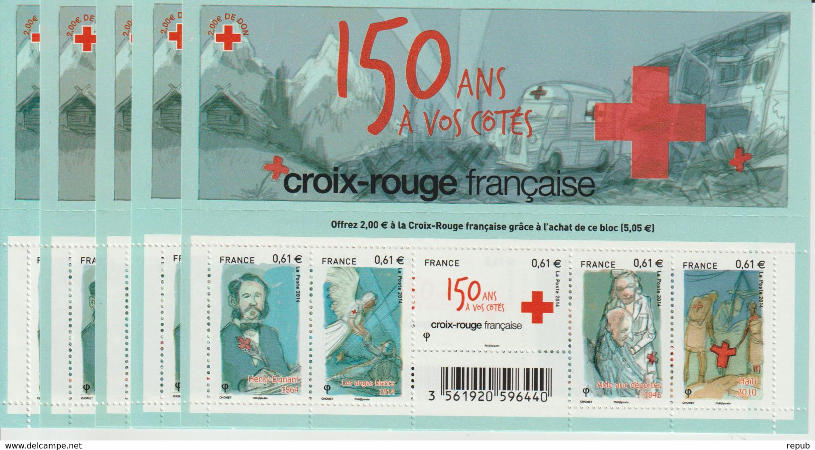 France 2014 Bloc Croix-rouge F 4910 ** MNH Par 5 Exemplaires - Ungebraucht