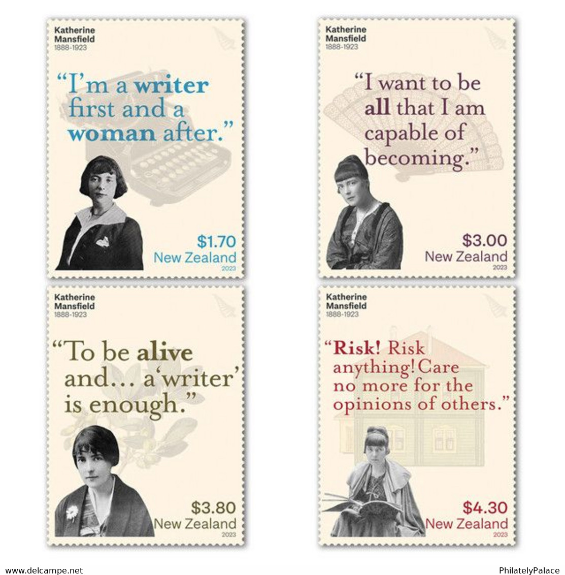 NEW ZEALAND 2023 Katherine Mansfield (1888 - 1983) ,Historical Literary Author, Set Of 4v MNH (**) - Neufs