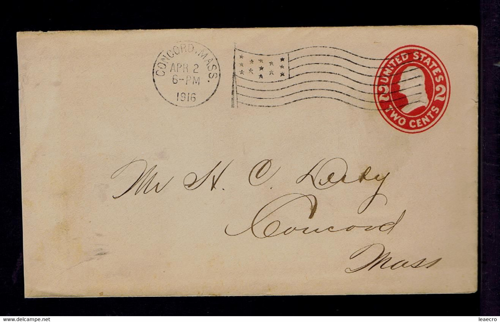 Gc7419 US Cover Postal Stationery "George Washington" Famouse Man Mailed 1916 Slogan Pmk (flag) Concord,Mass. »Mass - George Washington