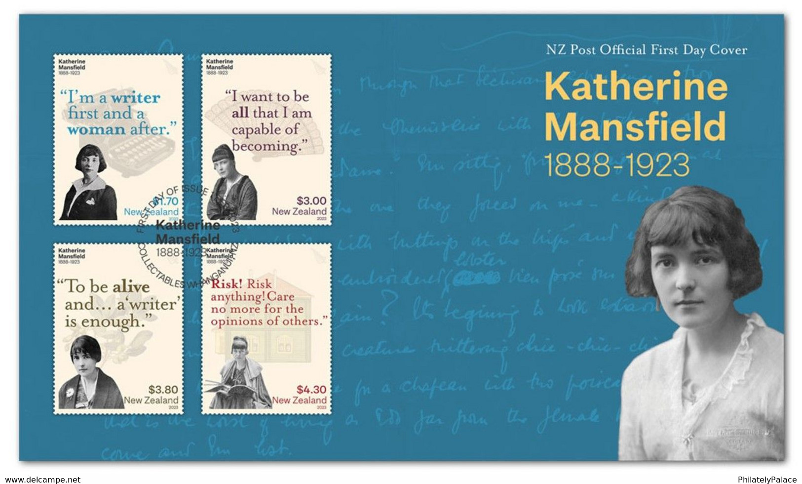 NEW ZEALAND 2023 Katherine Mansfield (1888 - 1983) ,Historical Literary Author, Set Of 4v On FDC(**) - Cartas & Documentos