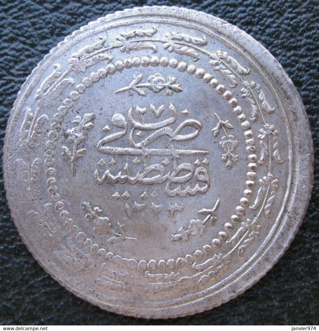 Turquie, 6 Piastres AH 1223 Année 27 , En Argent. KM# 603, Superbe - Turkey