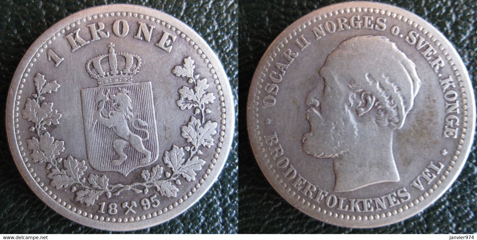 Norvège 1 Krone 1895 Oscar II, En Argent, KM # 357 , Rare - Norwegen