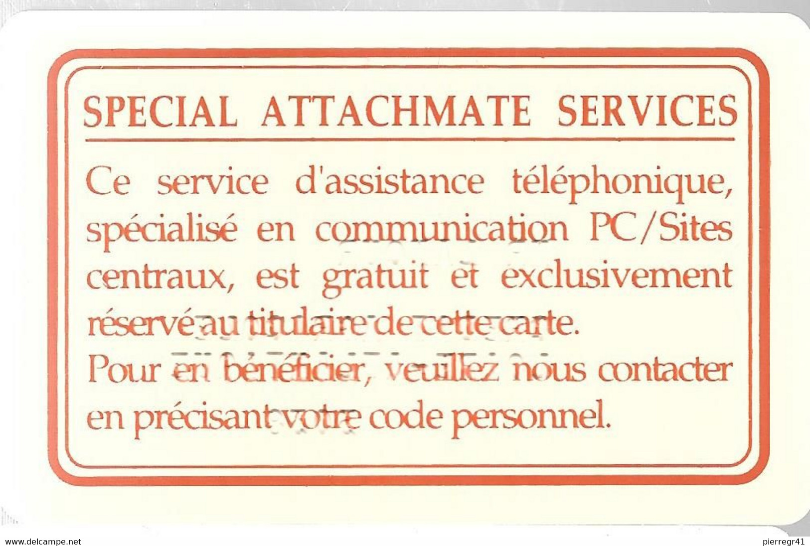 -CARTE-CREDIT AGRICOLE-Assistance-SPECIAL ATTACHMATE SERVICES-TBE-RARE - Disposable Credit Card